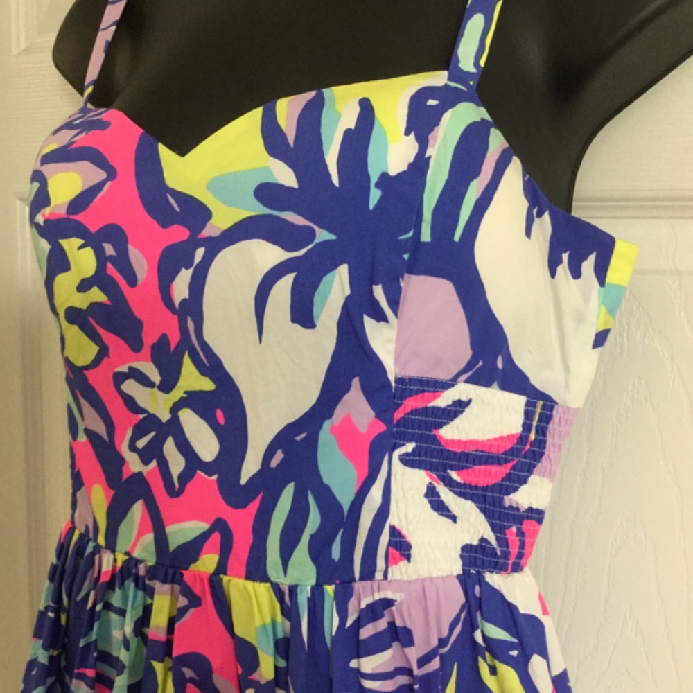 Lilly Pulitzer Floral Midi Dress in Pink, Blue, Green, Lavender - Picture 12 of 12
